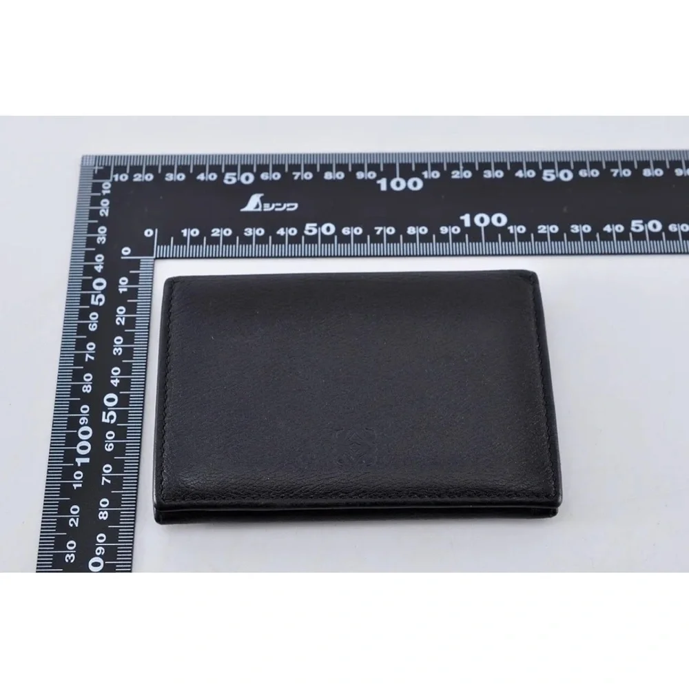 LOEWE Anagram Card Case Leather Black (Inside) is Blue Used Authentic EUC